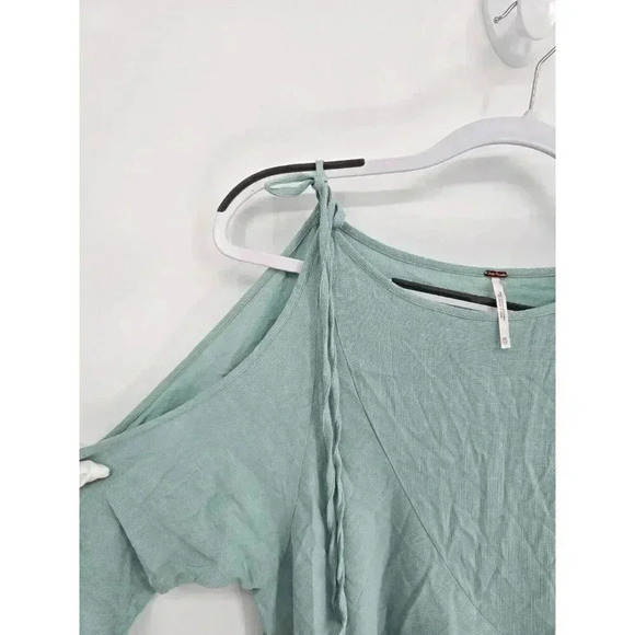 Free People Tunic Dress Top Size XS Mint Cold Shoulder Asymmetrical Hem Boho - Picture 8 of 13